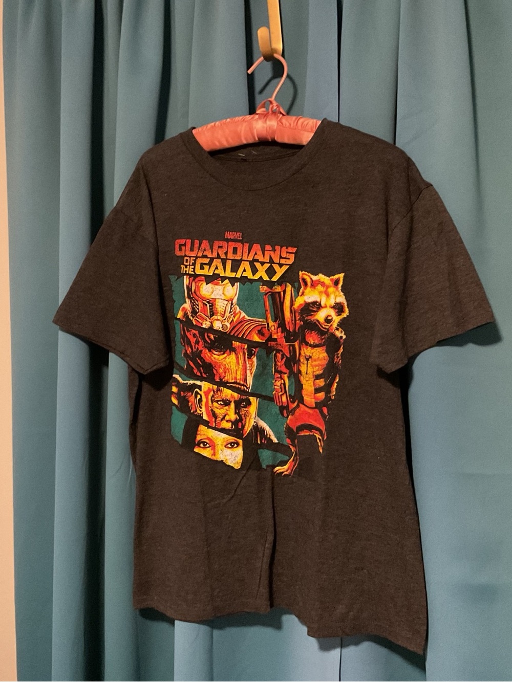 Marvel Guardians of the Galaxy Graphic Tee - Dark Gray with Orange/Yellow Print